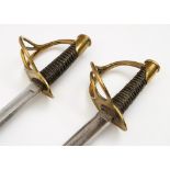 Two 19th century Continental Light Infantry officers swords:,