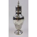 A Victorian silver sugar castor, makers mark worn,