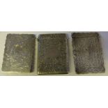 A Victorian silver card case, maker George Unite, Birmingham, 1881: initialled,