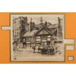 Fred W Goolden [early 20th Century]- The Oldest Licensed House in Great Britain:- etching inscribed