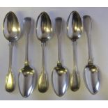 A set of six Victorian silver Fiddle and thread pattern dessert spoons, maker William Eaton, London,