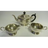 A George V silver three-piece tea service, maker Marson & Jones, Birmingham,