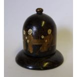 A Chinese lacquered export ware table vesta: of bell - shaped outline,