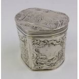 A continental silver vanity jar, bears import marks for London, 1901:of heart-shaped outline,