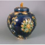 A Chinese sancai glazed jar and cover: in Tang style,