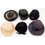 Six early to mid-20th century ladies hats:.