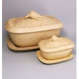 Two graduating cane ware pie dishes,