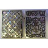 A Victorian mother of pearl and silver mounted card case: 10.5cm.