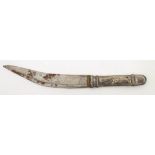 A late 19th century Burmese dah with white metal handle:,