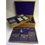 An extensive silver plated Hanoverian pattern part flatware service: initialled,