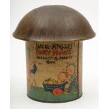 A 'Lucie Attwell's Fairy House biscuit money box' tin for William Crawford & Sons Ltd, Liverpool:,