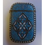 A continental silver and enamel vesta case: of rectangular outline, stamped 925, 4.5cm. 0.90ozs.