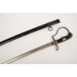 An Imperial German officer's dress sword:, the slightly curved fullered blade with double langets,