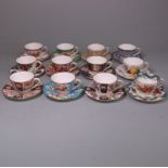 A set of twelve Royal Worcester for Compton Woodhouse miniature cups and saucers: being