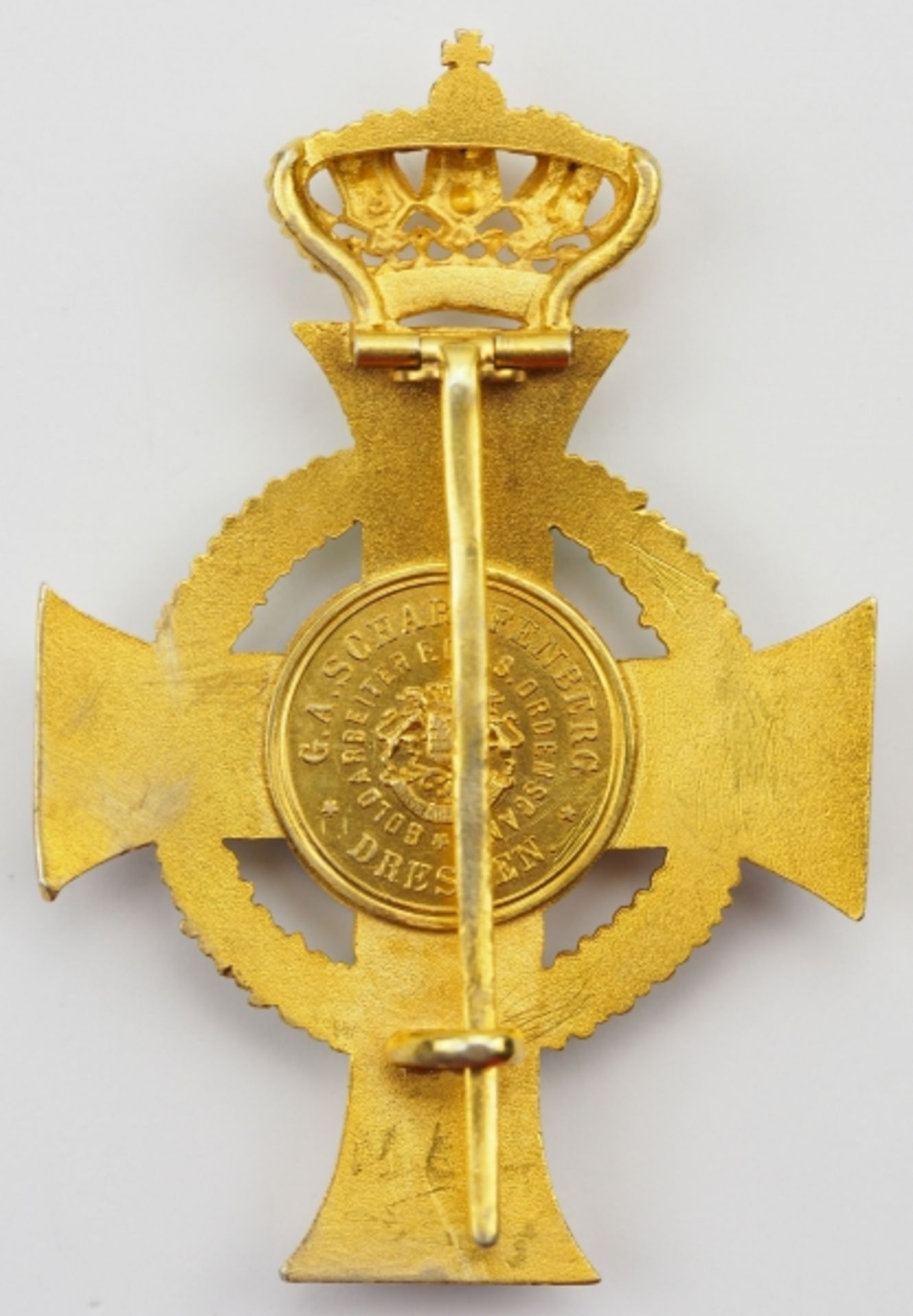 1.1.) Kaiserreich (bis 1933) Sachsen: Albrechtsorden, 2. Modell (1876-1918), Offizierskreuz.Gold, - Image 3 of 7