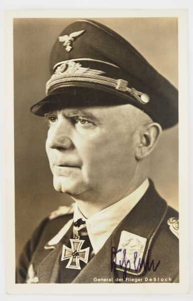 3.3.) Autographen Deßloch, Otto.1889-1977. Generaloberst, beliehen mit dem Ehrenbecher für Sieger im