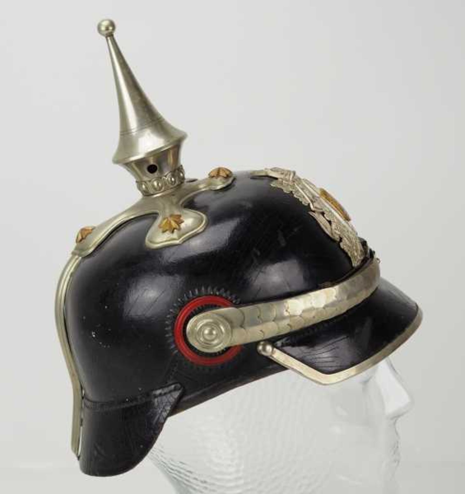 4.1.) Uniformen / Kopfbedeckungen Württemberg: Pickelhaube für Feuerwehr-Offiziere.Schwarzer - Bild 3 aus 6