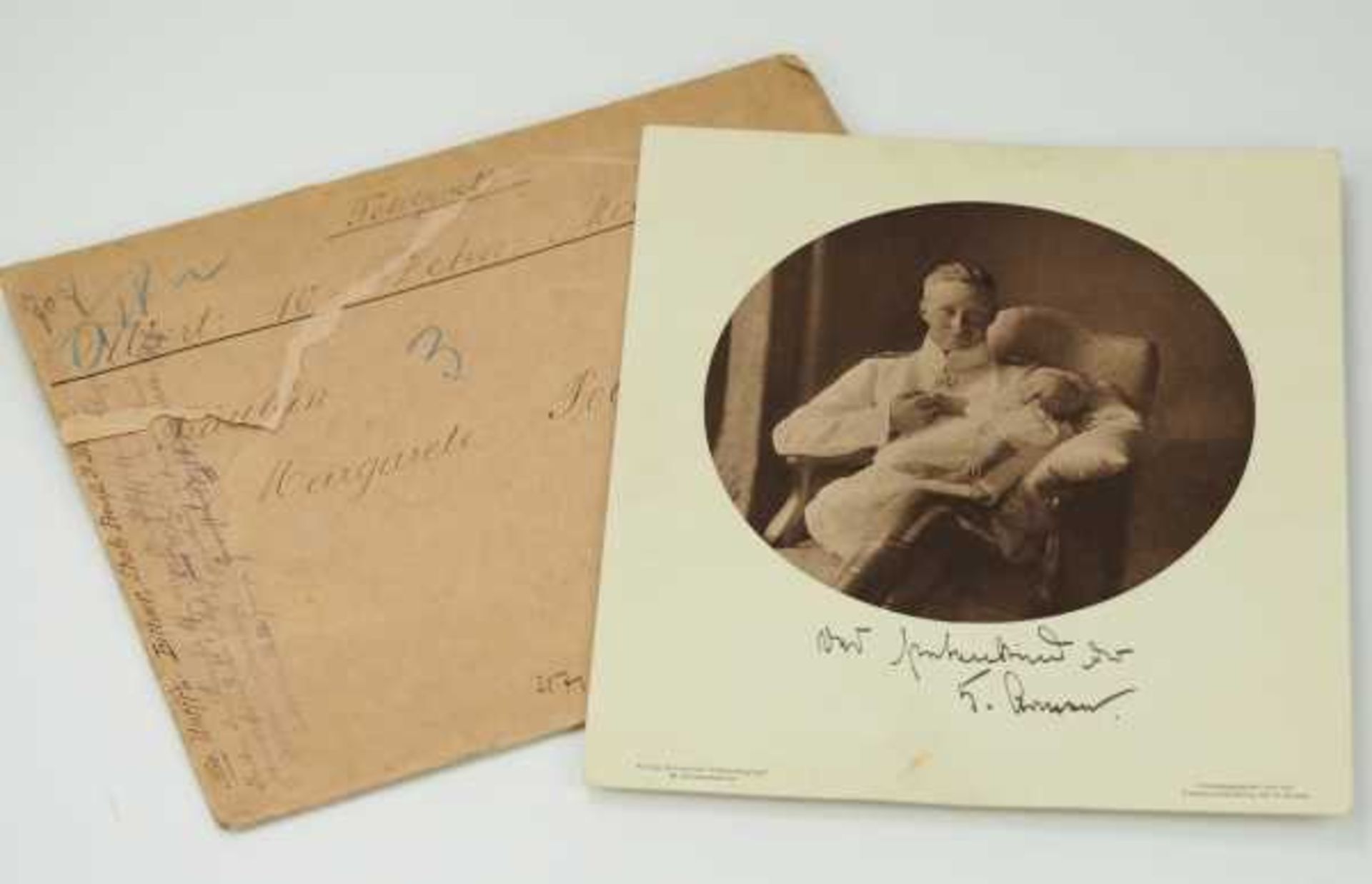 3.2.) Fotos / Postkarten Preussen: Geschenkfoto des Kronprinzen, mit Umschlag.Geschenkfoto, für