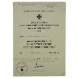 3.1.) Urkunden / Dokumente Vorläufiges Besitzzeugnis für das Eichenlaub zum Ritterkreuz des Eisernen