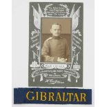 4.2.) Effekten / Ausrüstung Ärmelband "GIBRALTAR".Blaues Tuch, gelbe Stickerei für Unteroffiziere