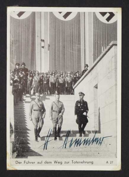 3.3.) Autographen Himmler, Heinrich.(1900-1945). Reichsführer-SS. Eigenh. Autograph auf Postkarte.