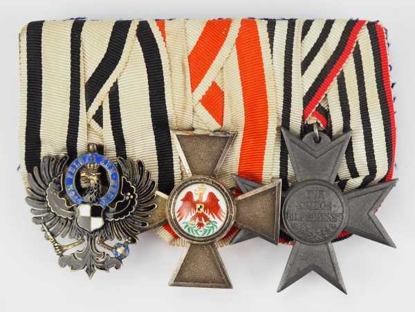 1.1.) Kaiserreich (bis 1933) Preussen: Große Ordenschnalle eines verdienten Staatsbeamten mit drei