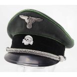 5.1.) Sammleranfertigungen Waffen-SS: Schirmmütze für Führer.Feldgraue Gabardine, schwarzer Bund,