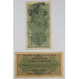 4.4.) Patriotisches / Reservistika / Dekoratives Zwei Banknoten mit antisemitischem Überdruck.