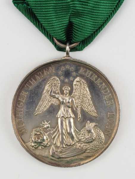 1.1.) Kaiserreich (bis 1933) Braunschweig: Lebensrettungsmedaille.Silber, im Rande 950 gepunzt, am
