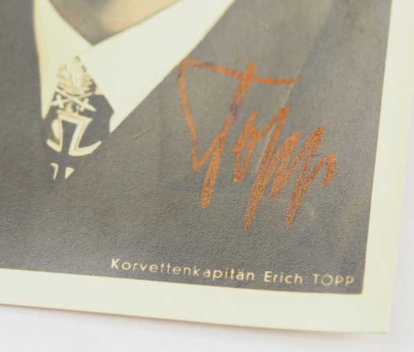 3.3.) Autographen Topp, Erich.1914-2005. Konteradmiral und Kommandant von U 552, Träger der 17. - Image 2 of 3