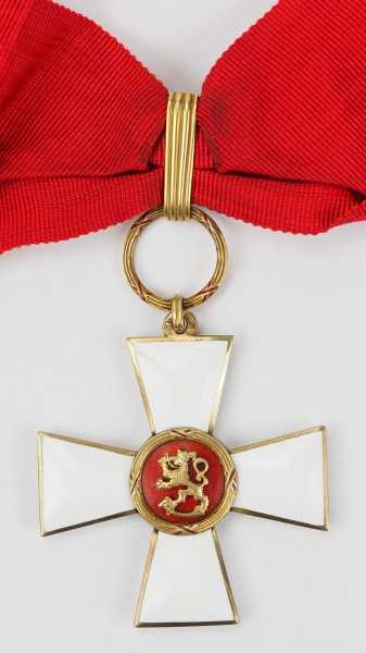 2.1.) Europa Finnland: Orden des Finnischen Löwen, Komturkreuz.Silber vergoldet, teilweise