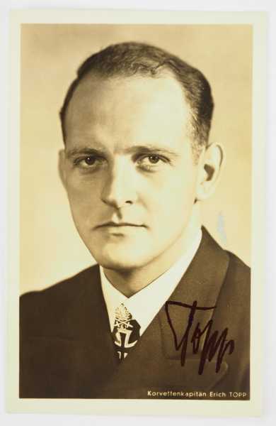 3.3.) Autographen Topp, Erich.1914-2005. Konteradmiral und Kommandant von U 552, Träger der 17.