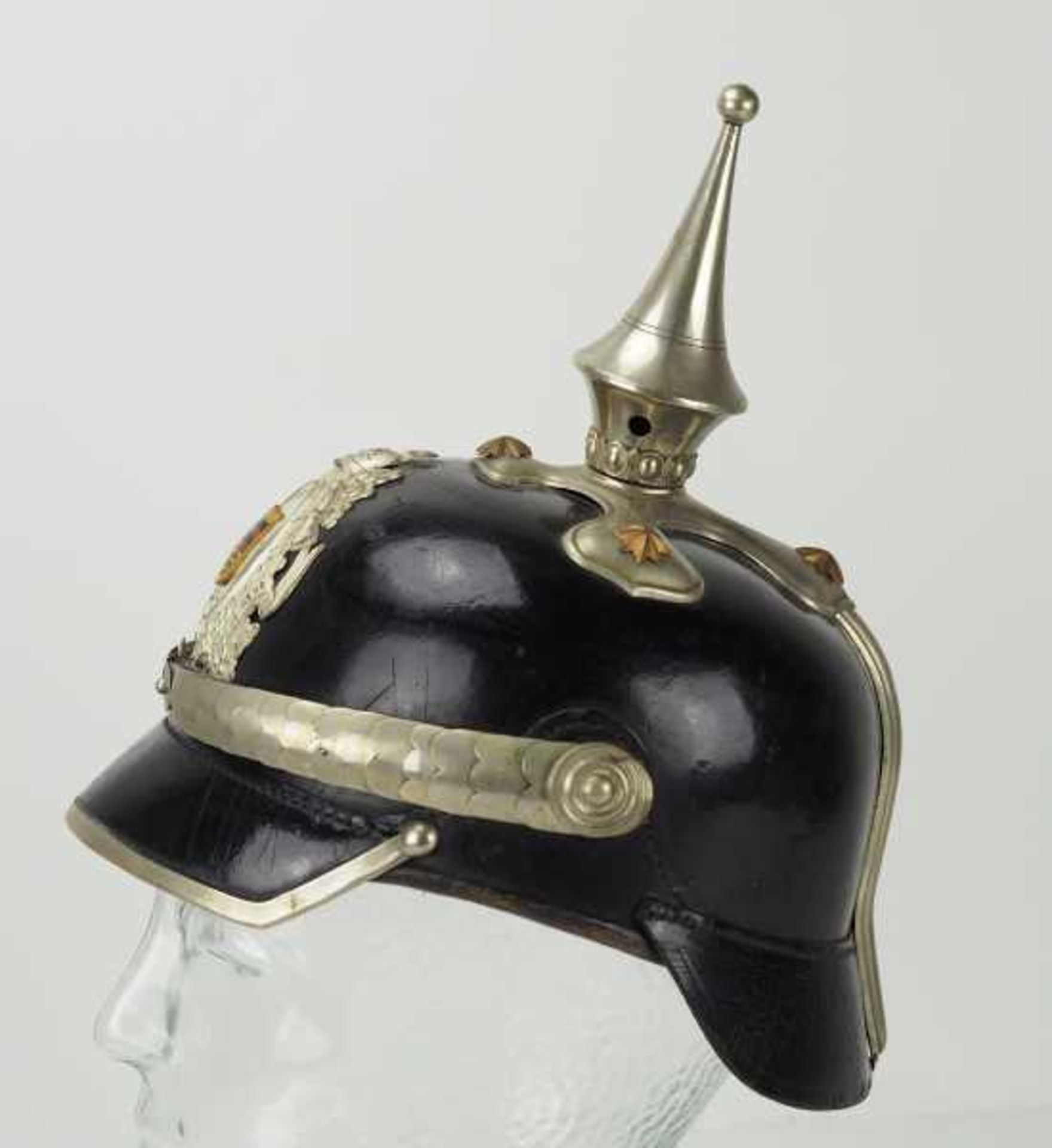 4.1.) Uniformen / Kopfbedeckungen Württemberg: Pickelhaube für Feuerwehr-Offiziere.Schwarzer - Bild 2 aus 6