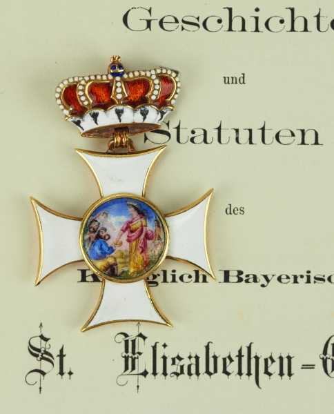 1.1.) Kaiserreich (bis 1933) Bayern: St. Elisabeth-Orden, Kreuz der Ordens- und Ehrendamen.Gold,