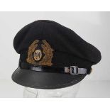 4.1.) Uniformen / Kopfbedeckungen Reichsmarine: Schirmmütze für Offziere.Blaues Tuch, schwarzer