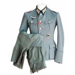 4.1.) Uniformen / Kopfbedeckungen Wehrmacht Feldbluse für einen Oberleutnant der Panzertruppe, mit