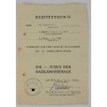 3.1.) Urkunden / Dokumente Nahkampfspange, 2. Stufe Urkunde für einen Leutnant d.R. der I./