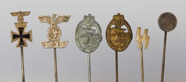 1.2.) Deutsches Reich (1933-45) Sechs Miniaturen.1.) Eisernes Kreuz, 1914, 2. Klasse, mit