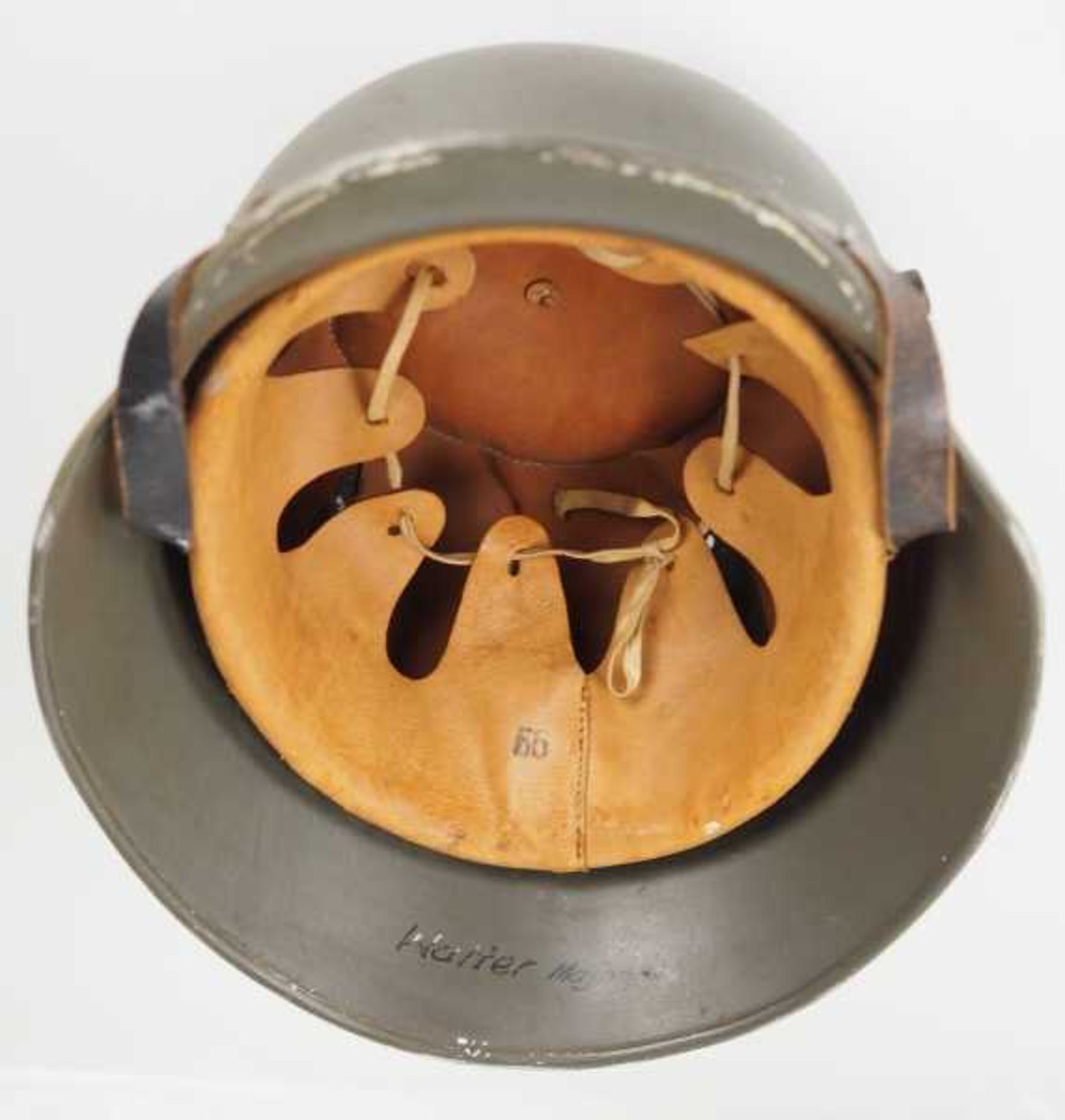 4.1.) Uniformen / Kopfbedeckungen Wehrmacht: Paradehelm M18 mit beiden Emblemen.Aluminium, frühe - Bild 6 aus 7