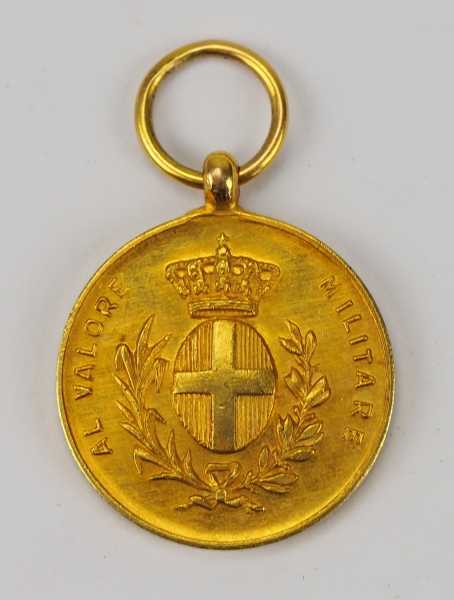 2.1.) Europa Itailien: Tapferkeitsmedaille, in Gold Miniatur.Gold, mit Hersteller- und