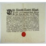 3.1.) Urkunden / Dokumente Preussen: Kaiserliche Urkunde von 1740 mit Siegel.Vordruck, datiert 20.