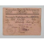 3.1.) Urkunden / Dokumente NSDAP Mitgliedsausweis 1929.Ausgestellt München, den 17. Oktober 1929.