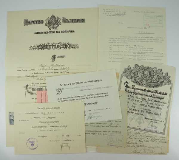 3.1.) Urkunden / Dokumente Preussen: Urkundennachlass eines Zahlmeisters d.R.- Eisernes Kreuz, 1914,