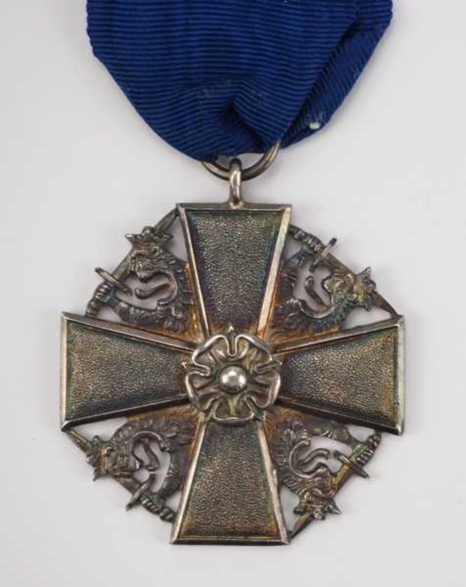 2.1.) Europa Finnland: Orden der Weißen Rose, Verdienstkreuz, 1. Typ.Silber, durchbrochen gefertigt,
