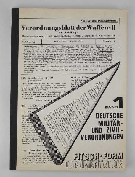 6.1.) Literatur Verordnungsblatt der Waffen-SS.Reprint, 127 S.Zustand: II 6.1.) Literature