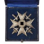 1.2.) Deutsches Reich (1933-45) Spanienkreuz, in Silber, mit Schwertern, im Etui.Silber, polierte