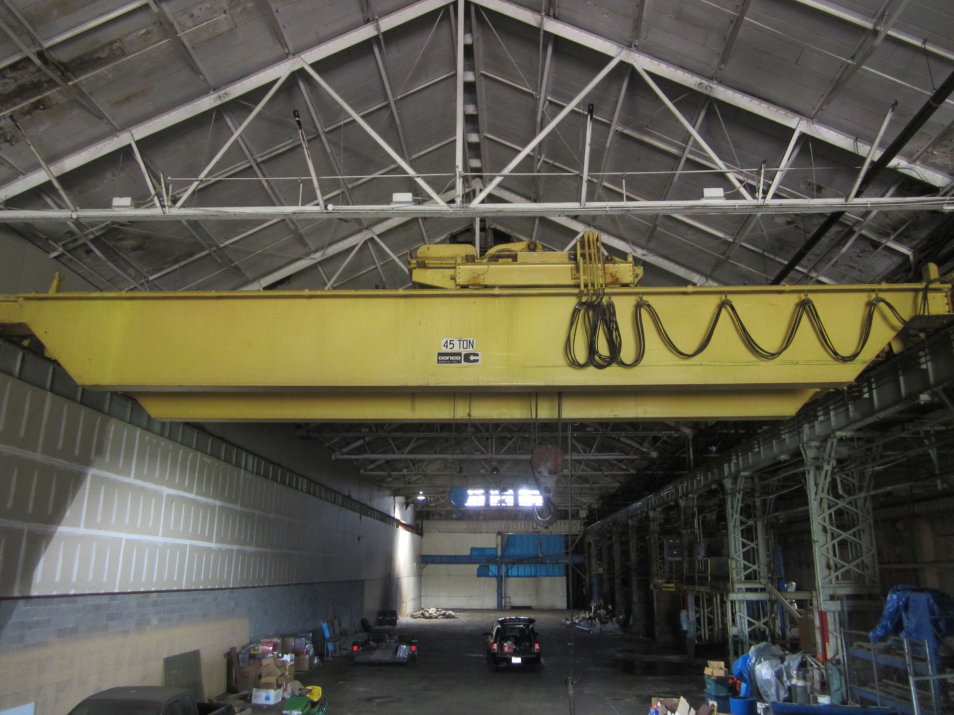 45 Ton Conco Top Riding Double Girder Overhead Bridge Crane, S/N 9164, 45 Ton Bridge, 40 Ton Main