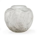 Vase French, around 1910, matted cast glass, with small chips, signed on the bottom, m: 15,5 cm Vase