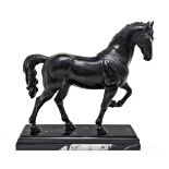 Gerardo Quiroz, 20th century - Andalusian horse m: 36,5 cm, bronze on marble pedestal, Signed: G.