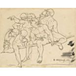 Wilhelm Wohlgemuth (Párizs, 1870 - Róma, 1942) - Mockery, 1886 23*30 cm, ink, pencil on paper,